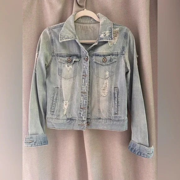 Rewash Light Blue Distressed Jean Jacket - Picture 1 of 2